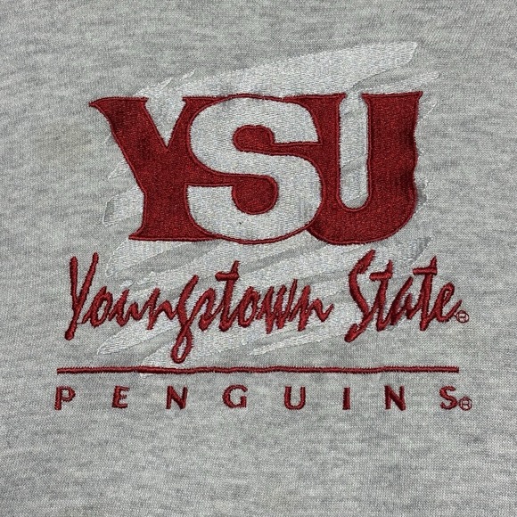 Vintage 90s Youngstown State Penguins Embroidered Sweatshirt Crewneck Large USA - Picture 2 of 7